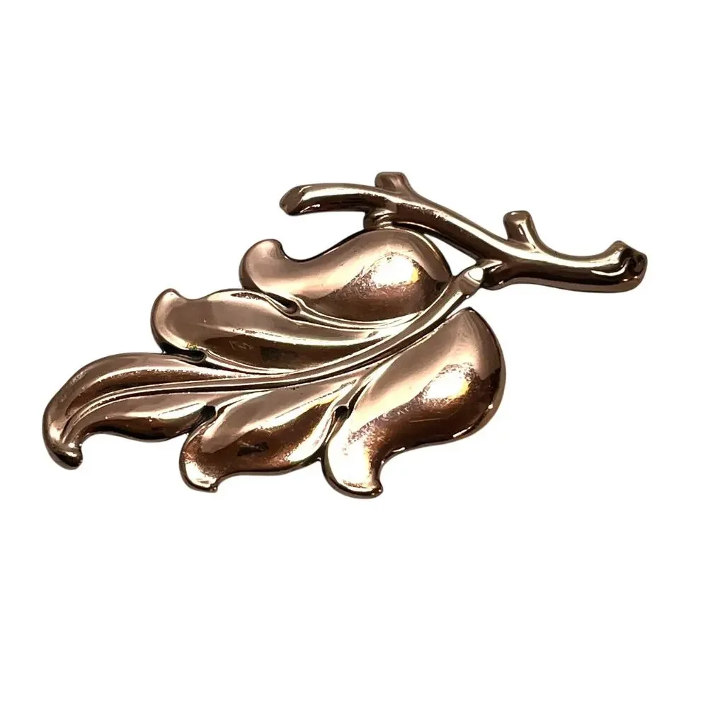 Renoir Copper Leaf Brooch – Signed Mid Century Modernist Bold Vintage Lapel Pin